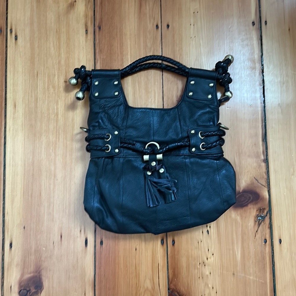 Black leather bag